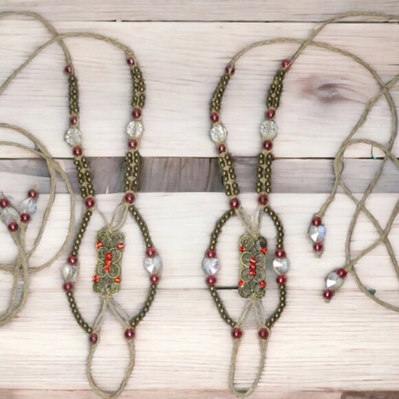 NEW  Red, Gold, and Crystal Barefoot Sandals. - Picture 3 of 6